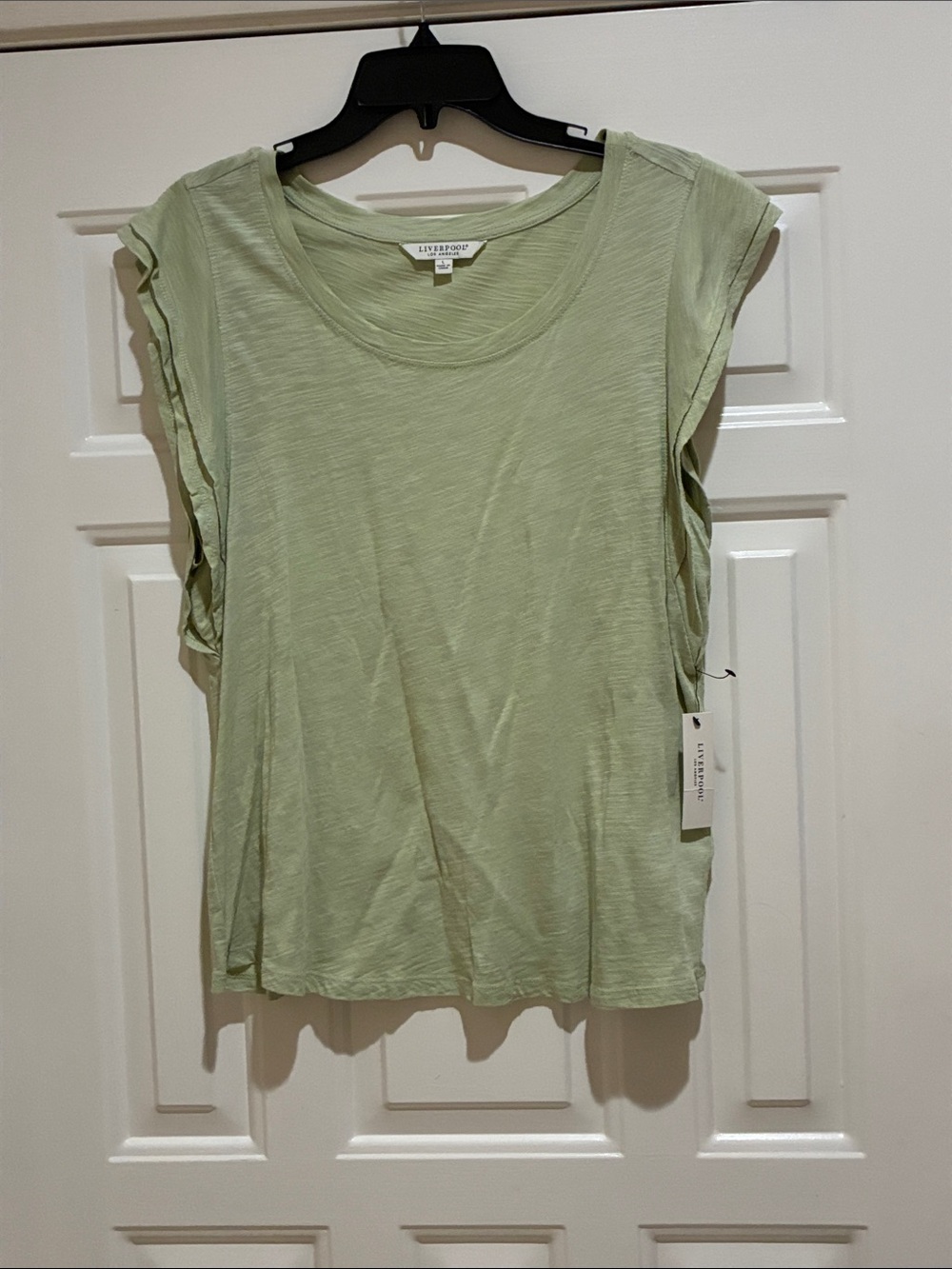 Liverpool light Green Cap Sleeve cotton blend Top
